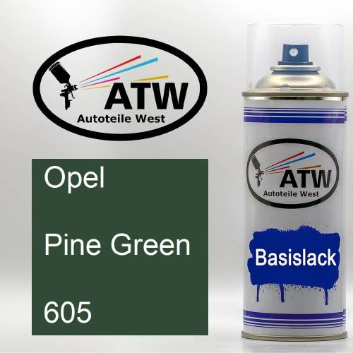 Opel, Pine Green, 605: 400ml Sprühdose, von ATW Autoteile West.